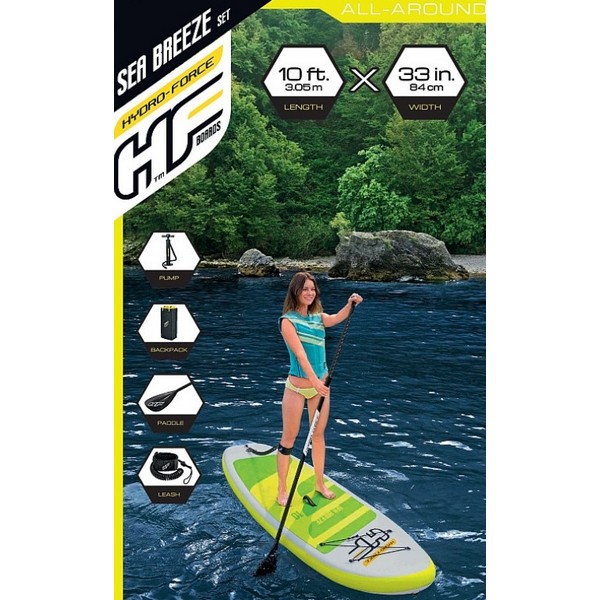Продукт Bestway - Надуваем SUP борд 10 инча, 3.05x84x12 cm, с гребло, помпа, лиш и раница за съхранение в комплекта - 0 - BG Hlapeta